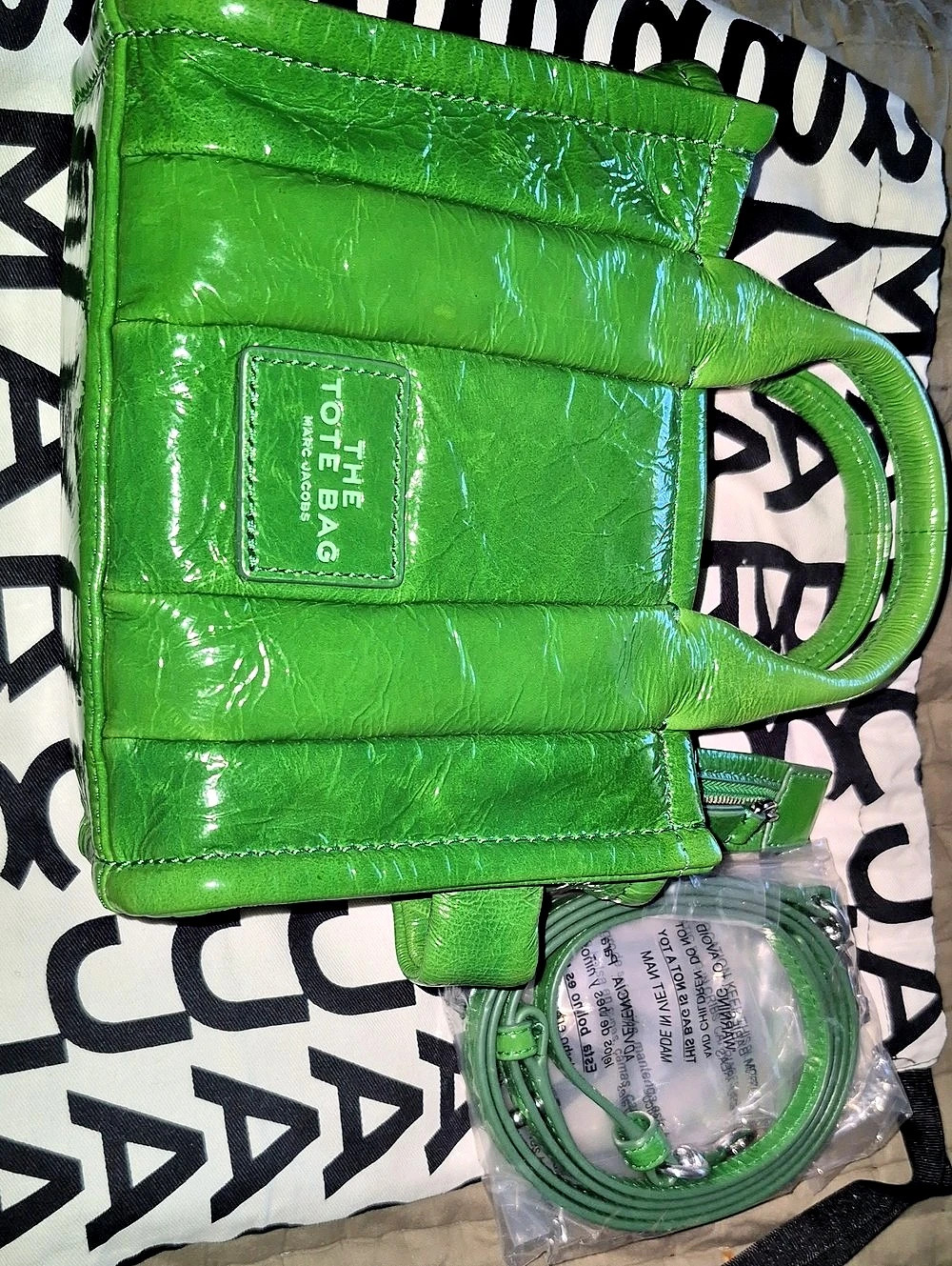 Marc Jacobs The Shiny Crinkle Micro Tote Bag Green